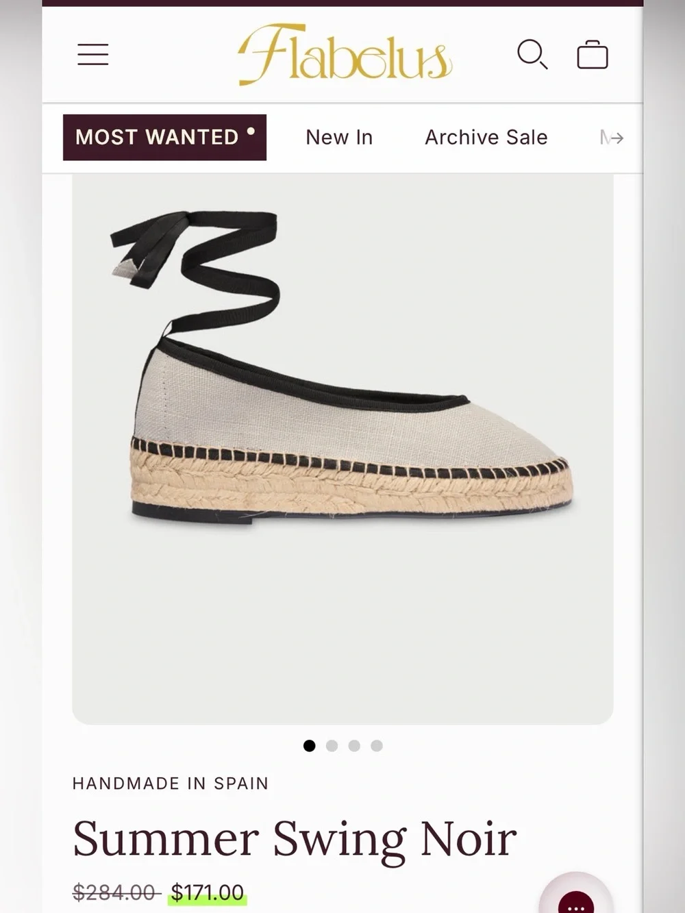 Women’s Espadrille Ballet Flats in Light Gray with Black Trim